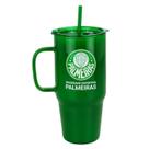 Caneca vidro opaca canudo e tampa 1200ml - palmeiras