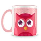 Caneca Vovó Coruja Personalizada em Porcelana com Alça Rosa