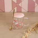 Caneca Wolff Sakura de Vidro Borossilicato com Tampa e Colhe