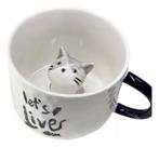 Caneca Xícara Cerâmica Com Gatinho Dentro 3d Gato Caneca Xícara Cerâmica Com Gatinho Dentro 3d Gato