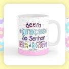Caneca xícara Copo de Porcelana Cerâmica Versiculos Deem Graças ao Senhor Porque ele é Bom