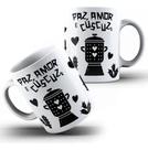 Caneca Xícara de Porcelana Cerâmica Personalizada Paz e Amor Cuscuz Nordestino MD1