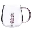 Caneca Xicara de Vidro Borossilicato Coelho e Alça Rosa 3D 350ml C49 Caneca Xicara de Vidro Borossilicato Coelho e Alça Rosa 3D 350ml C49