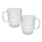 Caneca Xicara De Vidro Canelada Alça Grafiatto Chá Café 200mL