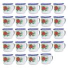Caneca Xicara Esmaltada Retro Branca Decorada 150ml 24 Unidades caneca acampamento xicara para molhos bares Café casa de vó roça