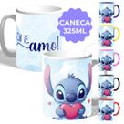 Caneca Xícara Porcelana Estampa Alta Qualidade Stitch Te amo 325ML