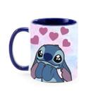 Caneca Xícara Porcelana Stitch Coração Estampa Alta Qualidade 325ML