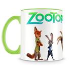 Caneca Zootopia Personalizada de Porcelana com Alça Verde Claro - 325ml