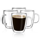 Canecas de café YUNCANG Double Wall 480 ml (pacote com 4) de vidro transparente