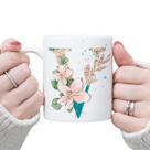 Canecas Personalizadas Alfabeto floral Glitter