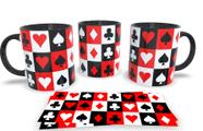 Canecas Preta Personalizadas Cartas de Baralho