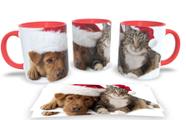 Canecas Vermelhas de Porcelana Personalizadas Natal Animal