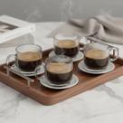 Canecas Vidro Graffiato 95ml Conjunto 4 Transparente Café