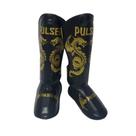 Caneleira de proteção muay thai 30 mm preta dragão dourado pulser