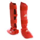 Caneleira Karatê Adidas Com Protetor de Pé WKF Vermelho