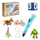 Caneta 3d Infantil Impressora Completa Criativa Criança Azul USB Refil