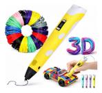 Caneta 3D Profissional Infantil Criativa com Filamentos e cabo USB