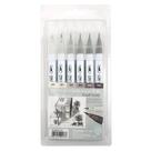 Caneta Aquarelável Cool Gray Zig Real Brush Kuretake 6 Unidades