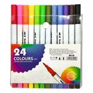 Caneta Brush Pen 24 Cores Canetinhas Coloridas Escolar Ponta