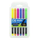 Caneta Brush Pen 6 Cores Neon Aquarelável Cis