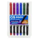 Caneta Brush Pen Aquarelável Cores Básicas CiS - Estojo com 6 unidades