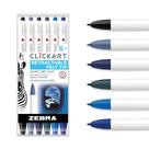 Caneta de feltro Zebra Clickart retrátil de 0,6 mm com ponta fina, pacote com 6