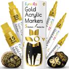 Caneta de pintura Funcils 5 acrílico dourado metálico para várias superfícies