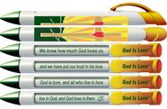 Caneta de saudação com caneta God is Love Scripture com mensagens rotativas Caneta de saudação com caneta God is Love Scripture com mensagens rotativas
