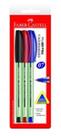 Caneta Esf Az/Pt/Vm 3un Trilux 035 Fine Sm/Tripf Faber Blister - 1