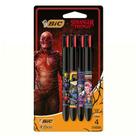 Caneta esferográfica 1.0 retrátil Stranger Things 4 cores com 4 unidades - Bic