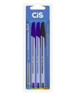 Caneta esferográfica 1.mm CIS scrit c/3 azul e preto