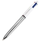 Caneta Esferográfica 4 Cores Corpo Prateado 1.0mm Ponta Media 904224 Azul Preta Vermelha Verde Bic