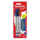 Caneta Esferográfica A-One 1.0mm Molin Kit 3 Cores