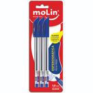 Caneta esferográfica A-ONE azul Molin 1,0 mm 3 peças