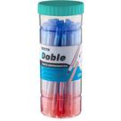 Caneta Esferográfica Bazze Doble Bicolor AZUL/VERMELHO - Pote com 24 Unidades