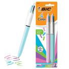 Caneta esferográfica BIC 4 cores Fashion retrátil de 1,0 mm, pacote com 2 Caneta esferográfica BIC 4 cores Fashion retrátil de 1,0 mm, pacote com 2