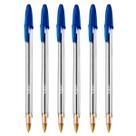 Caneta esferográfica Bic cristal cor azul 1.0mm ponta média kit com 6 unidades