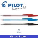 Caneta Esferográfica BPS 0.7mm Pilot Kit C/3 Az/Verm/Pt