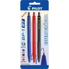 Caneta Esferográfica Pilot BP-1 Retrátil 1.0MM AZUL/PRETO/VERMELHO Blister com 3