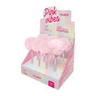 Caneta Esferográfica Pompom Pink Vibes - Tinta Preta Display C/ 12 unidades Leoarte Leonora - 97913