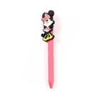 Caneta Esferográfica Retrátil Escrita Azul Disney Minnie Mouse Molin Rosa Escuro