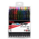 Caneta Gel Líquido Pentel EnerGel Kuro, Ponta 0,7 mm, Traço Médio, Tinta Sortida, Pacote com 24