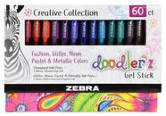Caneta Gel Zebra Pen Doodler'z - 60 Unidades com Ponta de 1,0 mm - Cores Sortidas
