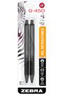 Caneta Gel Zebra Pen G-450 - Preta, 0,7mm, Retrátil (Pacote com 2)