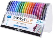 Caneta Gel Zebra Sarasa Clip 0,5mm - Pacote com 20 Canetas Retráteis