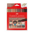Caneta Hidrocor Faber Castell Vai e Vem Tons de Pele 12 Cores