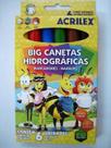Caneta Hidrográfica 6 Cores Jumbo Acrilex Caneta Hidrográfica 6 Cores Jumbo Acrilex