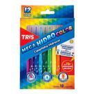 Caneta Hidrográfica Tris Mega Hidro Color Retrátil 12 Cores