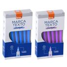 Caneta marca-texto Fluorescente BRW Marca Texto Transparente Traço 1-4MM Kit 4 Caixas Azul e Roxo
