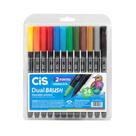 Caneta Marcador Cis Dual Brush Aquarelável 24 Cores